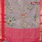 Banarasi kota saree grey and red with floral digital prints and rettapet zari woven border