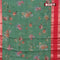 Banarasi kota saree green and red with floral digital prints and rettapet zari woven border