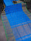 Pure uppada silk saree cs blue and light green with silver & gold zari woven floral buttas and long zari woven border