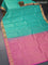 Pure kanjivaram silk saree teal green and pink with zari woven buttas and zari woven border