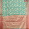 Banarasi kota saree teal blue and maroon with allover floral weaves and zari woven border