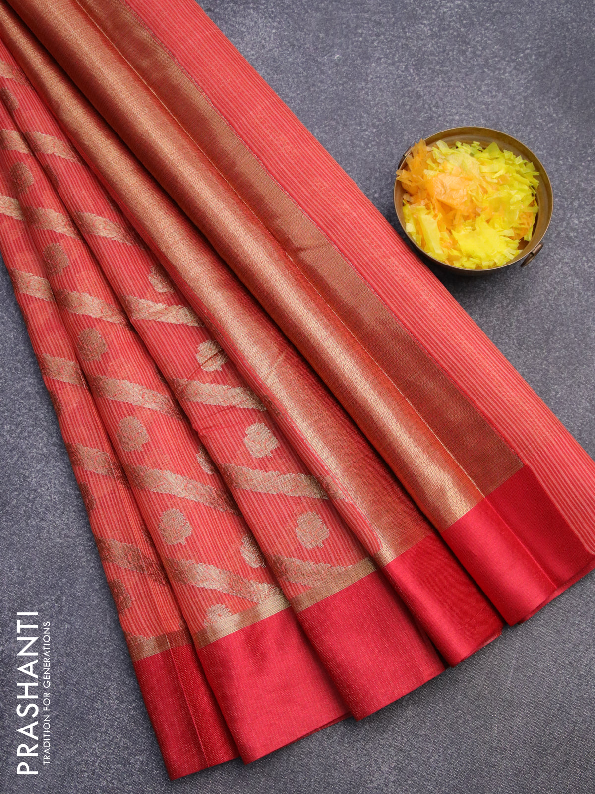 Banarasi kota saree red shade and maroon with allover zari weaves & buttas and zari woven simple border