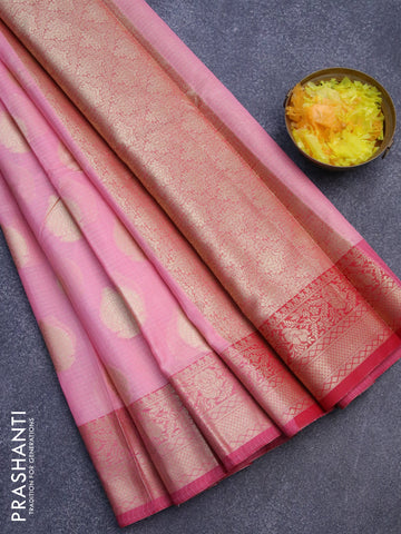 Banarasi kota saree light pink and pink with zari woven buttas and zari woven border