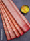 Banarasi kota saree peach orange and red with zari woven buttas and zari woven border