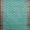 Banarasi kota saree teal blue and red with zari woven floral buttas and zari woven floral border