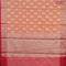 Banarasi kota saree peach orange and red with zari woven floral buttas and zari woven floral border