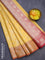 Banarasi kota saree yellow and pink shade with allover zari weaves and zari woven border