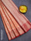 Banarasi kota saree peach orange and reddish pink with allover zari weaves and zari woven border