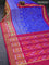 Pochampally silk saree blue and magenta pink with allover ikat woven butta weaves and long ikat woven zari border