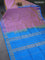 10 yards silk cotton saree dual shade of lavender and cs blue with allover zari weaves and zari wovenn border