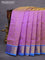 10 yards silk cotton saree dual shade of lavender and cs blue with allover self emboss jacquard and zari woven border