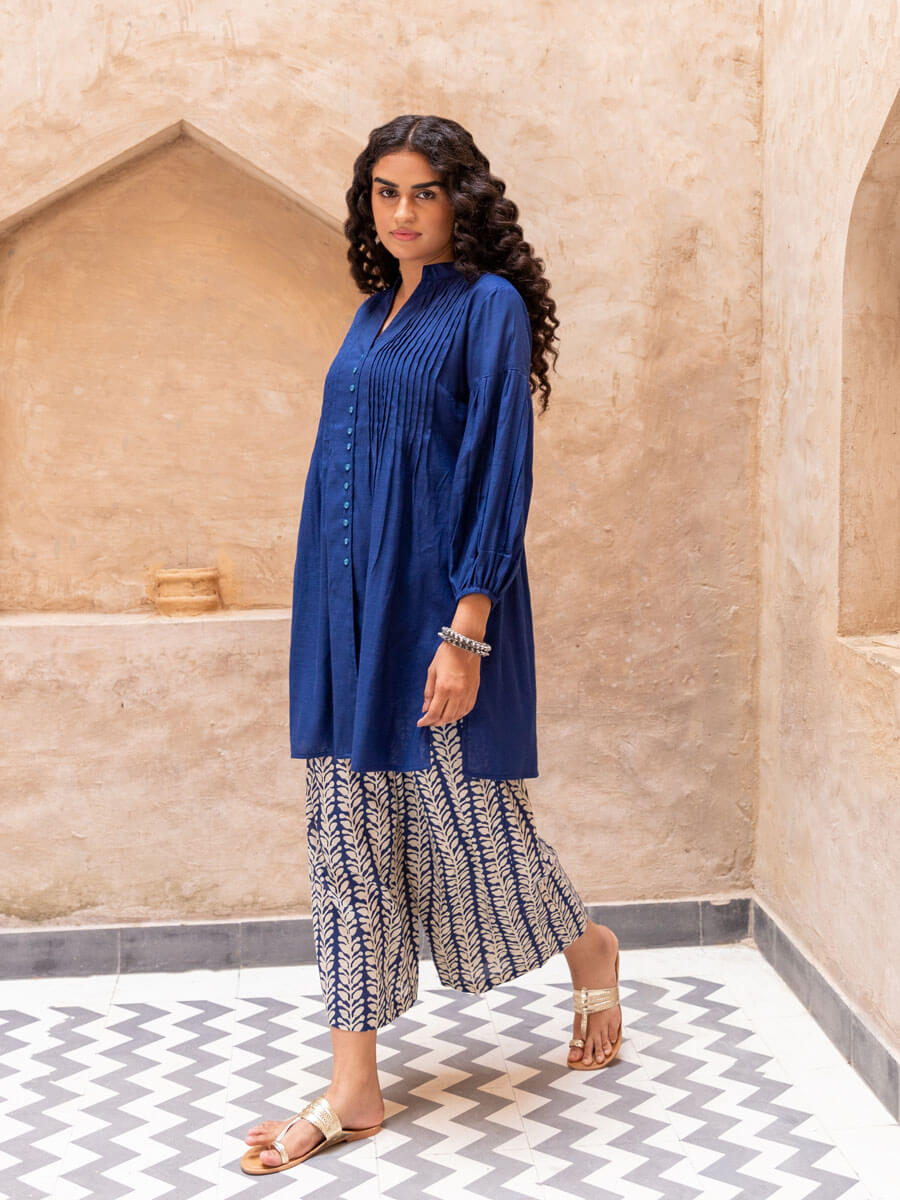 Set of 2 - Sapphire Pintuck Shirt Kurta and Palazzo