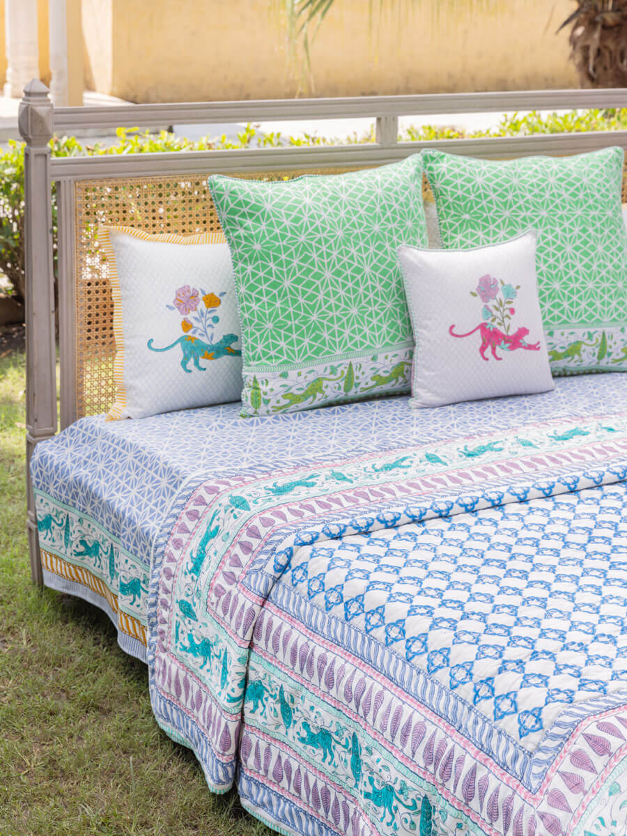 Set of 5 - Mahotsav Hand Block Printed Bed Set