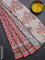 Chanderi bagru saree peach pink with floral butta prints and small zari woven border