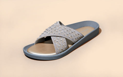 Ethnic Cross Strap Sandals : Grey