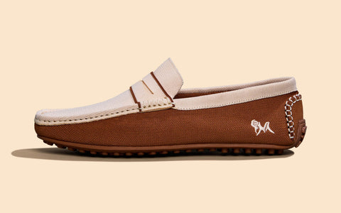 ReLive Knit Color Block Loafers : Beige/Brown
