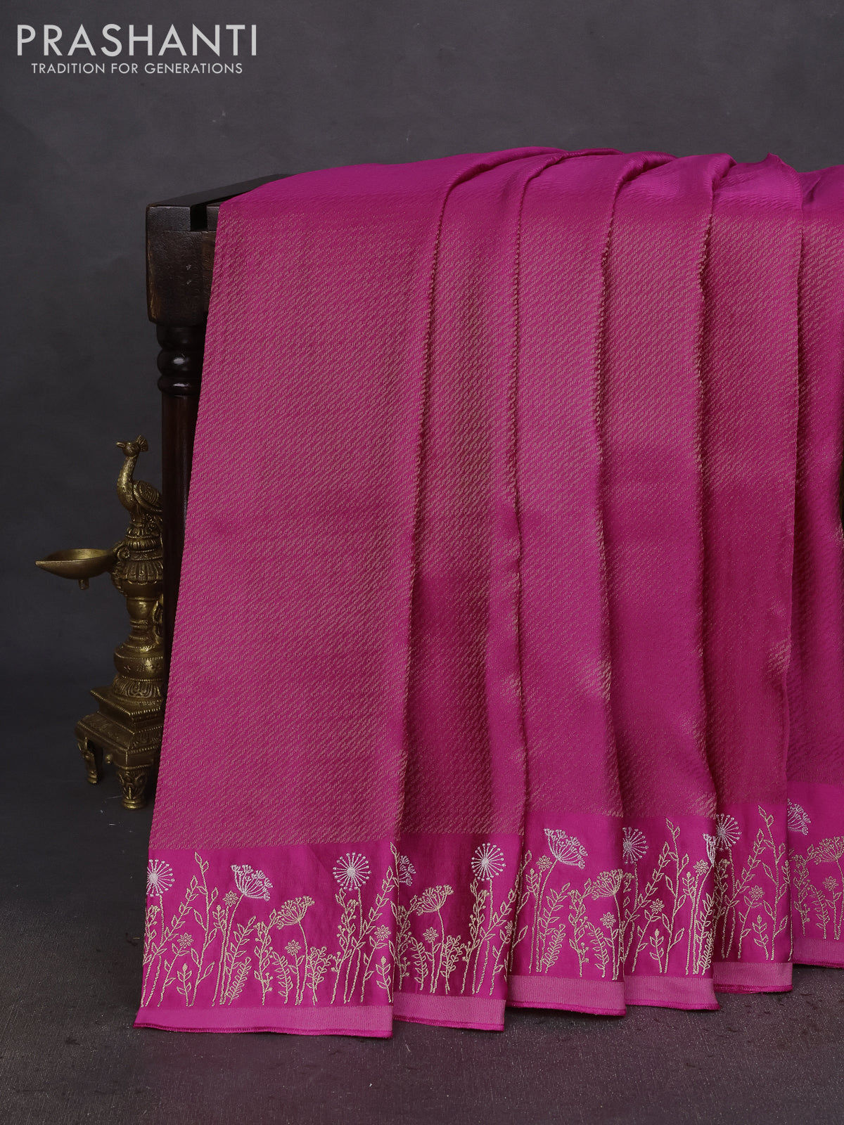 Banarasi mushru silk saree pink with allover zari weaves and zari woven border
