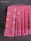 Banarasi mushru silk saree pastel pink with allover stripes pattern & zari buttas and satin border