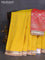 Banarasi tissue saree yellow and red with zari stripes pattern and lace work border