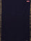 Bengal soft cotton saree navy blue with plain body and zari woven border