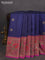 Banarasi handloom dupion silk saree dark blue and purple with thread & zari woven buttas and long rich floral design zari border