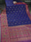 Banarasi handloom dupion silk saree dark blue and purple with thread & zari woven buttas and long rich floral design zari border