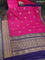 Banarasi handloom dupion silk saree pink and dark blue with woven buttas and woven border