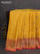 Banarasi handloom dupion silk saree mustard yellow and pink with woven coin buttas and zari woven muniya butta border
