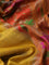 Banarasi handloom dupion silk saree mustard yellow and pink with woven coin buttas and zari woven muniya butta border