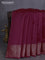 Chiniya silk saree maroon and deep jamun with plain body and woven border