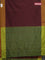 Arani semi silk saree deep maroon and light green with allover zari weaves and zari woven border
