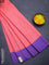Arani semi silk saree peach pink and violet with allover copper zari weaves and zari woven border