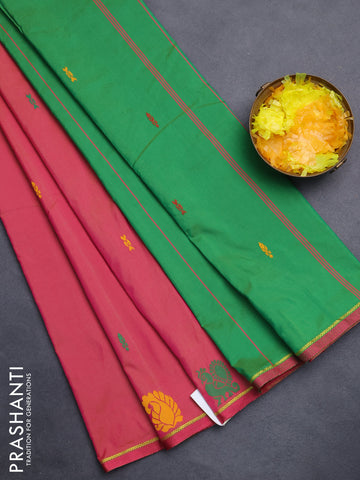 Arani semi silk saree dual shade of pink and green with thread woven buttas and thread woven butta border