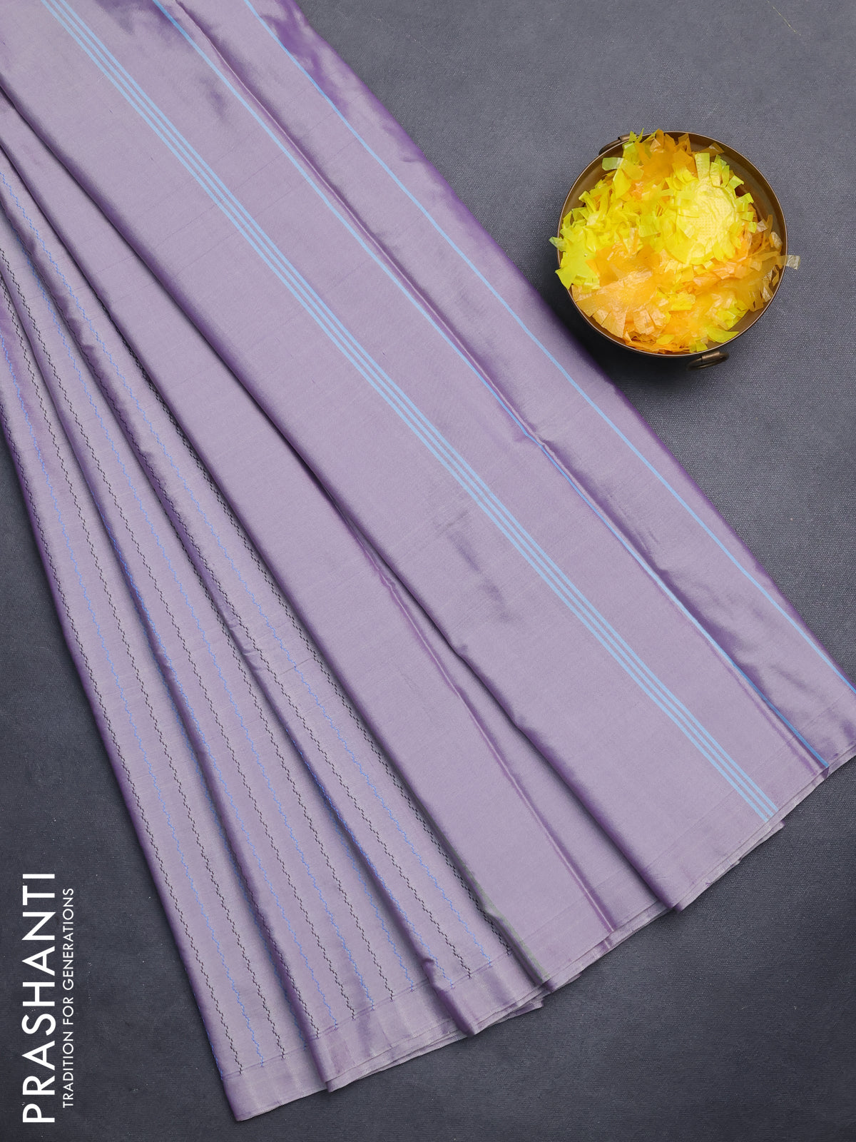 Arani semi silk saree pastel violet with allover thread weaves in borderless style