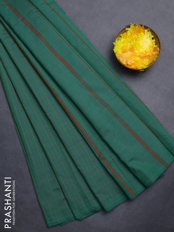 Arani semi silk saree green with allover thread weaves in borderless style