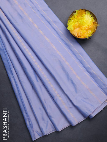 Arani semi silk saree bluish grey with allover silver zari weaves in borderless style