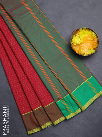 Arani semi silk saree maroon and dual shade of pinkish green with allover thread weaves and rettapet zari woven border`