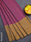 Arani semi silk saree dark purple and dark mustard with allover copper zari weaves and zari checked border