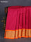 10 Yards silk saree magenta pink and orange with plain body and zari woven border
