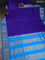 10 Yards silk saree blue and cs blue with plain body and zari woven border