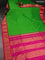 10 Yards silk saree light green and pink with plain body and zari woven border