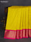 10 Yards silk saree lime yellow and pink with plain body and zari woven border