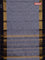 Chettinad cotton saree grey and navy blue with thread woven buttas and zari woven simple border
