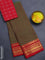 Chettinad cotton saree manthulir green and red with allover checked pattern and zari woven border