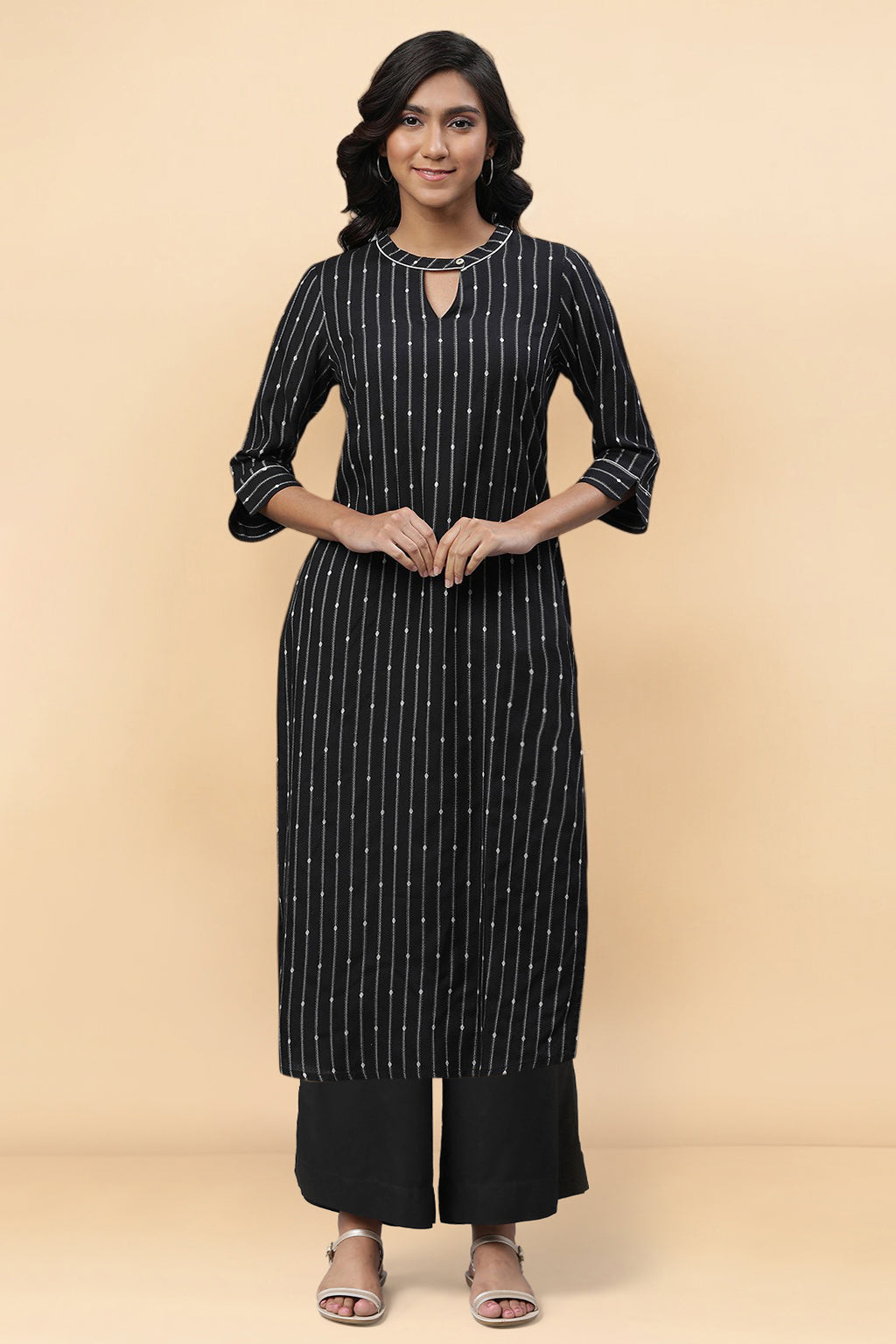 Black Straight Kurta and Palazzo Set