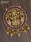 Antique pendant set lakshmi design with ruby stones and golden beads hangings