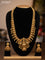 Antique haaram lakshmi design with pink kemp stones and golden beads hanging