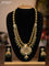 Antique double layer haaram with kemp & cz stones and green beads hanging