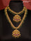 Antique bridal set lakshmi design with jadau cz stones and green beads hanging