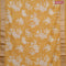 Assam silk saree mustard yellow with allover floral prints and zari woven border
